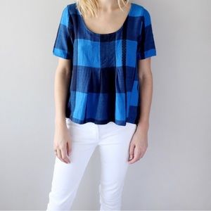 Ace & Jig Shop Tee in Indigo Check